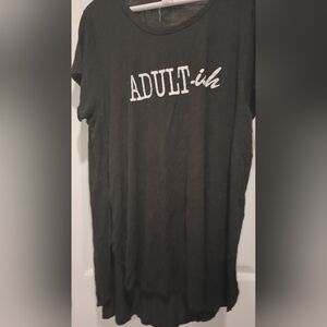 Black Graphic Tee with 'ADULT-ish' Print